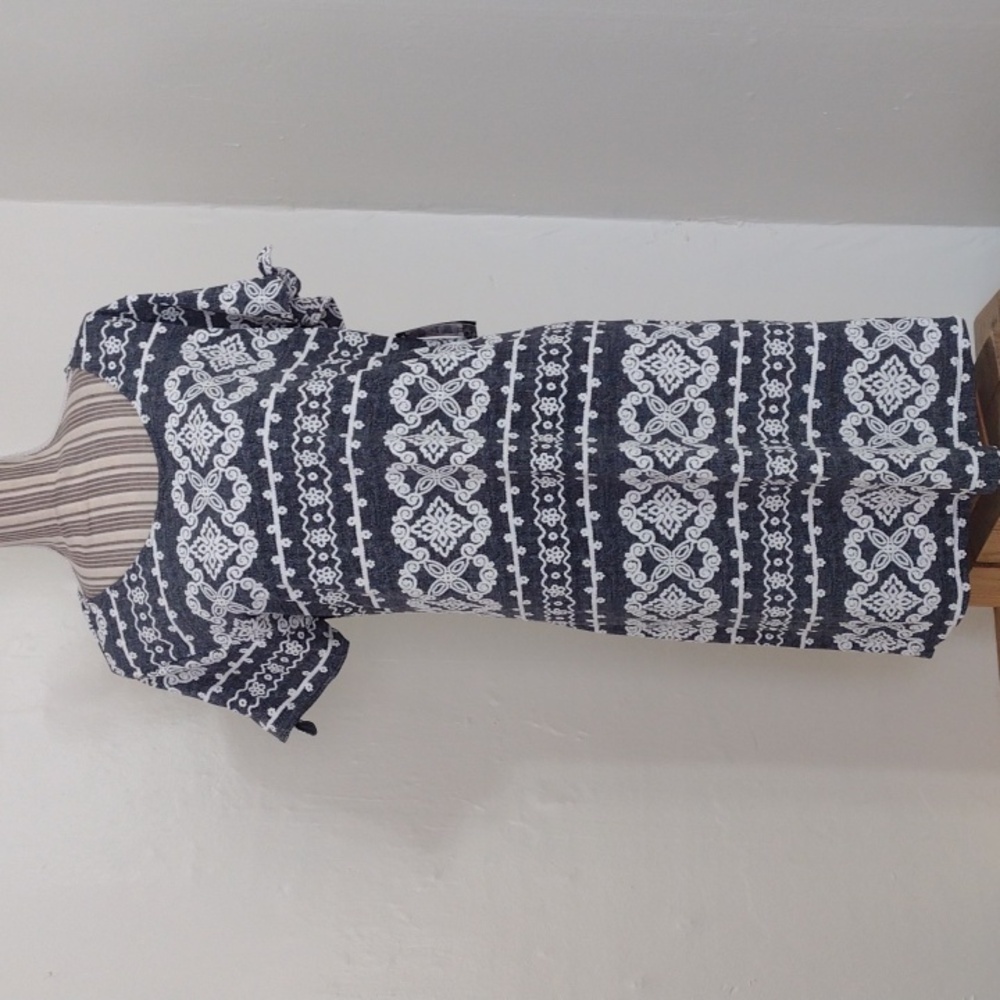 Ronni Nicole Gray & White Patterned Mini Dress Size XL NWT